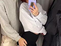 Fitting room outfits and panties get a wild ride in this public sex video