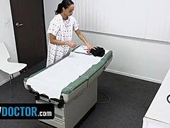 Doctor teaches hot ebony Alexis Tae the art of pussy licking in doggystyle and other positions