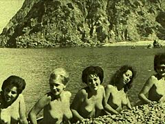 Vintage nudists in a naughty beachside mood