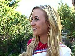 A blonde cheerleader craves more than one facial to satisfy her desires