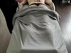 Inked massage babe teasingly exposing herself to the masseur during the second appointment with massageviper