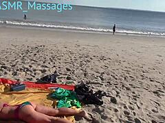 Asian beach babe gets a sensual massage with extra attention to her feet and boobs
