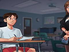 Cartoon schoolgirl gets her titstouched by teacher in Summertimesaga episode 1 44