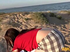 Cumming and Oral Sex with a Cute Teen on the Beach