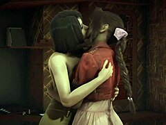 Full movie of Rinoa and Aerith's lesbian threesome with double blowjob and cunnilingus