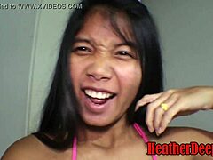 Heatherdeep, o adolescentă thailandeză, face o muie intensă la gât adânc și primește un creampie în gât