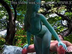 Get up close and personal with a hot nympho with natural tits in this 3D cartoon
