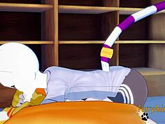 Cartoon porn video featuring Renamon and Gatomon engaging in bareback action with a creampie ending