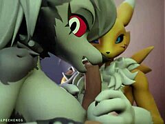 Cartoon porn expert Loona and Renamon engage in steamy sex