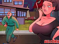 Mira a una mujer madura caliente disfrutar fumando y teniendo sexo en este video porno de dibujos animados