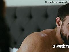 En transkjønnet kvinne med store bryster får analen slikket av stedfaren i HD-video