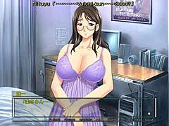 Background moans and tit fucking in hentai game with Miyo and Nuki