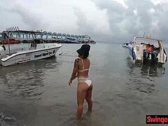 Big ass Thai girlfriend shows off her boobs in homemade video