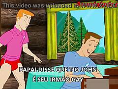 Ilustrație de desene animate cu sex gay fierbinte cu un bărbat mai în vârstă