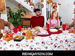 Arietta Adams and Cherry Fae, two sexy step-sisters, share a steamy afternoon with a hot stud after a delicious Thanksgiving feast