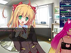 Parody game with a busty girlfriend president in a hilarious anime video