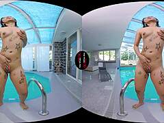 Virtual reality porn with a swimming pool view